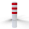 Barrier bollard | Steel tube  323 x 5 mm | stationary | for setting in concrete | hot-dip galvanized and white coatedwith three red reflecting stripes | total length: 1500 mm | with welded steel cap